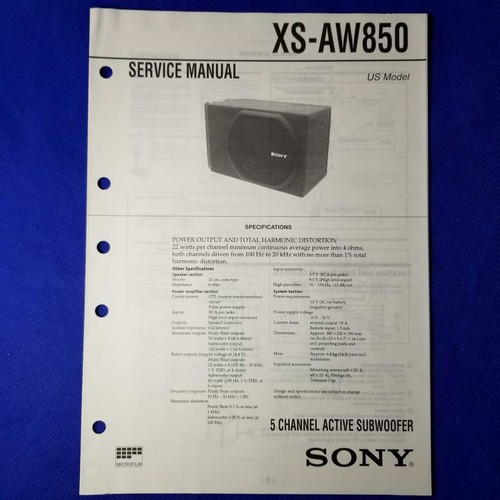 Sony aw850 service manual - xs-aw850,