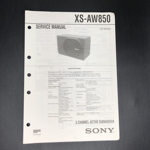 Sony aw850 service manual - xs-aw850,